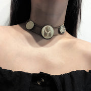 Embossed Geometric Necklace Sweater Necklace Women Totem Necklace