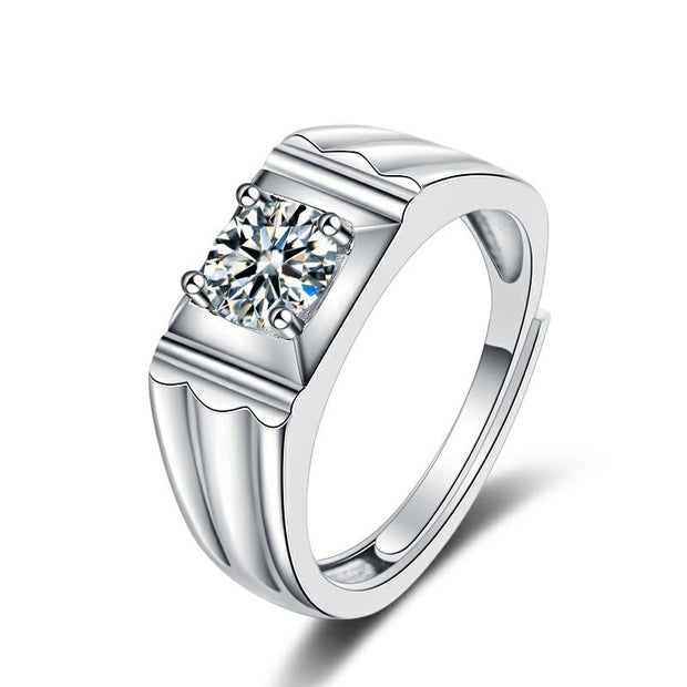 Imitation Moissanite Platinum Plated Domineering Wedding Ring