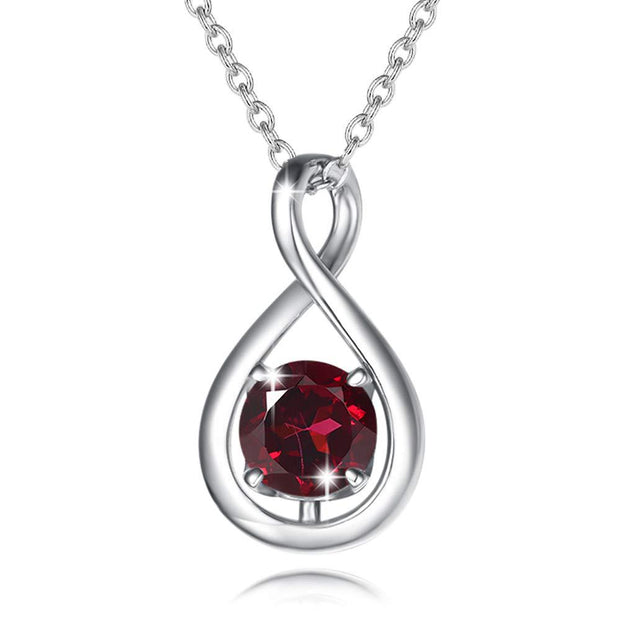 Birthstone Octagonal Pendant Sterling Silver Zircon Four Claw Necklace