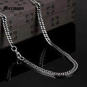 Maxmoon Stainless Steel Curb Cuban Necklace for Men Women Gold Black Silver Color Steel Curb Chain Necklace 20-90cm Fashion