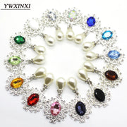 YWXINXI new fashion alloy rhinestone flat back brooch 45*25mm 5pcs/webbing clothing accessories wedding holiday party