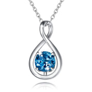 Birthstone Octagonal Pendant Sterling Silver Zircon Four Claw Necklace
